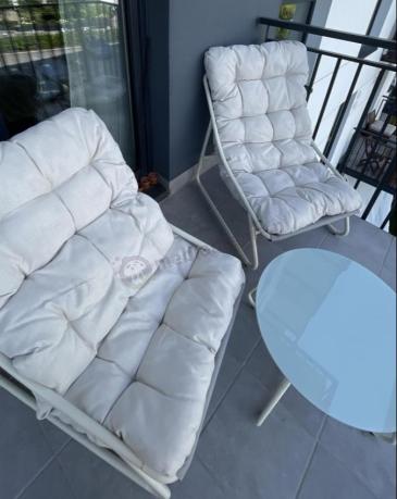 Komplet mebli na balkon dla 2 osób ze stolikiem kawowym Aurea Duo Cream