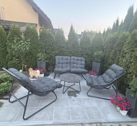 Komplet mebli na balkon dla 4 osób z sofą i fotelami Aurea Set Antracite