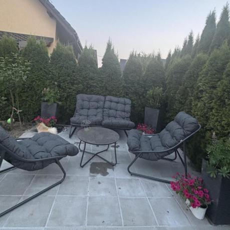 Komplet mebli na balkon dla 4 osób z sofą i fotelami Aurea Set Antracite