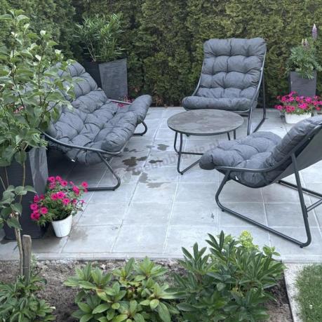 Komplet mebli na balkon dla 4 osób z sofą i fotelami Aurea Set Antracite