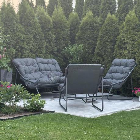 Komplet mebli na balkon dla 4 osób z sofą i fotelami Aurea Set Antracite