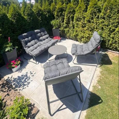 Komplet mebli na balkon dla 4 osób z sofą i fotelami Aurea Set Antracite