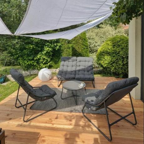 Komplet mebli na balkon dla 4 osób z sofą i fotelami Aurea Set Antracite