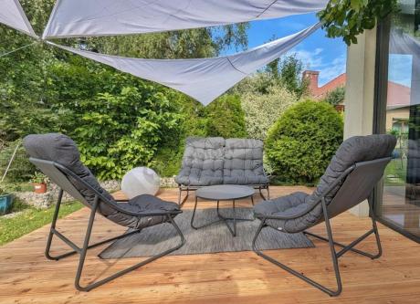 Komplet mebli na balkon dla 4 osób z sofą i fotelami Aurea Set Antracite