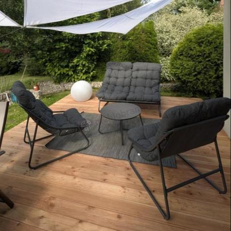 Komplet mebli na balkon dla 4 osób z sofą i fotelami Aurea Set Antracite