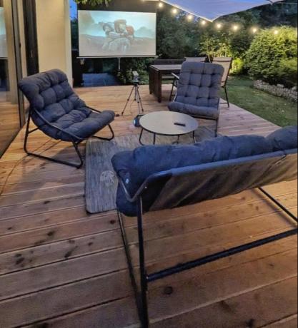 Komplet mebli na balkon dla 4 osób z sofą i fotelami Aurea Set Antracite