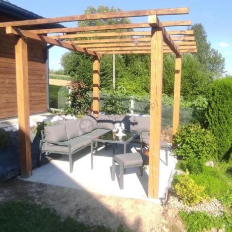 Komplet mebli na taras - narożnik 184x239cm, 2 pufy, stół 120cm - Sodor Corner XL - Dark Grey