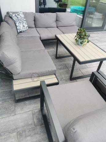 Komplet mebli na taras - szary narożnik 220x220cm + 2 fotele - Panaon Corner - GG