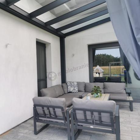 Komplet mebli na taras - szary narożnik 220x220cm + 2 fotele - Panaon Corner - GG