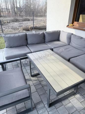 Komplet mebli na taras - szary narożnik 220x220cm + 2 fotele - Panaon Corner - GG