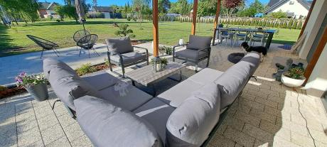 Komplet mebli na taras - szary narożnik 220x220cm + 2 fotele - Panaon Corner - GG