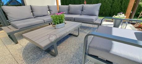 Komplet mebli na taras - szary narożnik 220x220cm + 2 fotele - Panaon Corner - GG