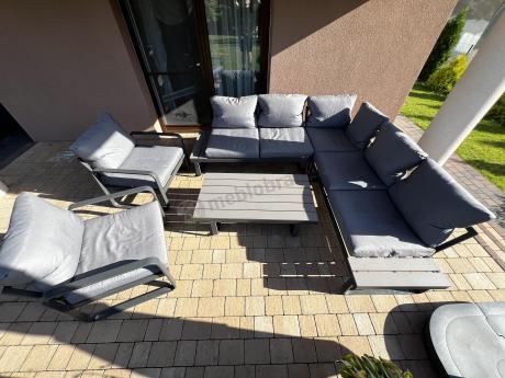 Komplet mebli na taras - szary narożnik 220x220cm + 2 fotele - Panaon Corner - GG
