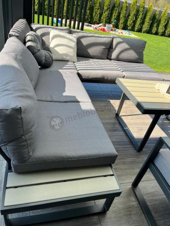Komplet mebli na taras - szary narożnik 220x220cm + 2 fotele - Panaon Corner - GG