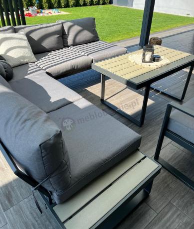 Komplet mebli na taras - szary narożnik 220x220cm + 2 fotele - Panaon Corner - GG