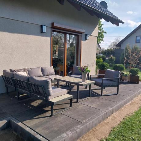 Komplet mebli na taras - szary narożnik 220x220cm + 2 fotele - Panaon Corner - GG