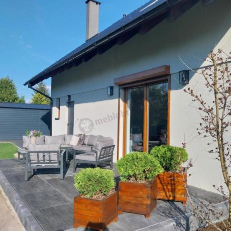 Komplet mebli na taras - szary narożnik 220x220cm + 2 fotele - Panaon Corner - GG