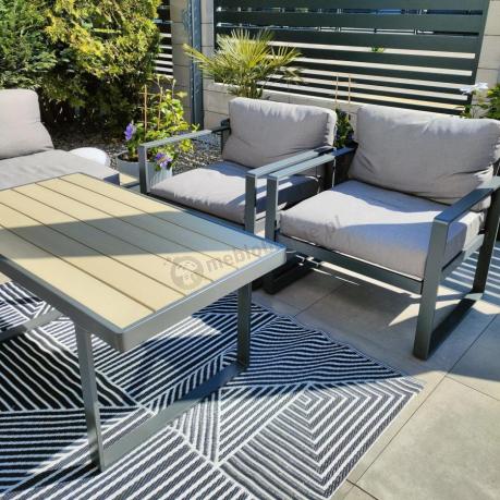Komplet mebli na taras - szary narożnik 220x220cm + 2 fotele - Panaon Corner - GG