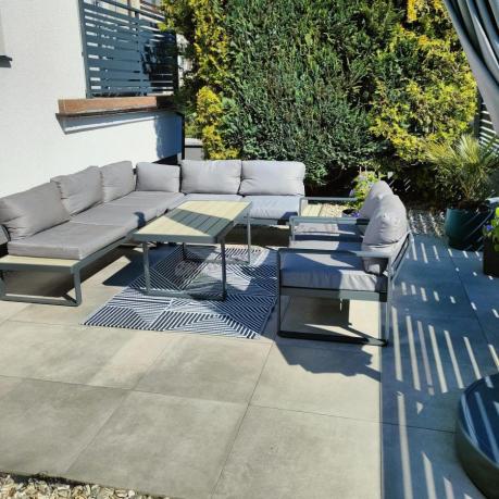 Komplet mebli na taras - szary narożnik 220x220cm + 2 fotele - Panaon Corner - GG