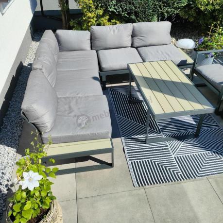 Komplet mebli na taras - szary narożnik 220x220cm + 2 fotele - Panaon Corner - GG