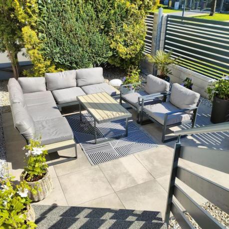 Komplet mebli na taras - szary narożnik 220x220cm + 2 fotele - Panaon Corner - GG