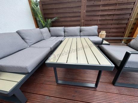 Komplet mebli na taras - szary narożnik 220x220cm + 2 fotele - Panaon Corner - GG