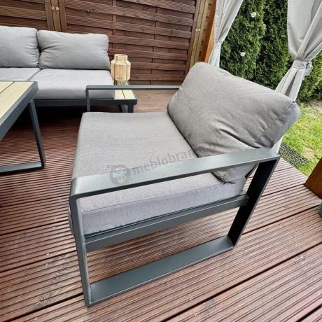 Komplet mebli na taras - szary narożnik 220x220cm + 2 fotele - Panaon Corner - GG