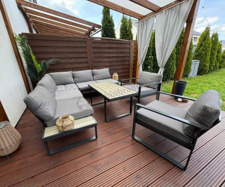 Komplet mebli na taras - szary narożnik 220x220cm + 2 fotele - Panaon Corner - GG