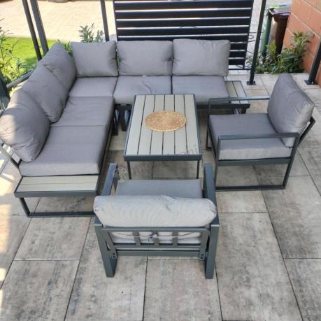 Komplet mebli na taras - szary narożnik 220x220cm + 2 fotele - Panaon Corner - GG