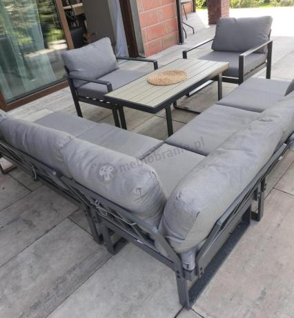 Komplet mebli na taras - szary narożnik 220x220cm + 2 fotele - Panaon Corner - GG