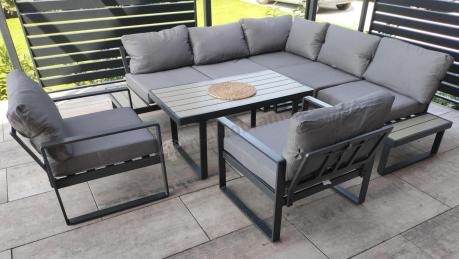 Komplet mebli na taras - szary narożnik 220x220cm + 2 fotele - Panaon Corner - GG