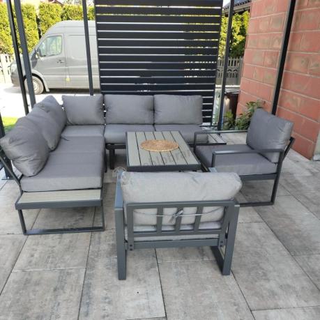 Komplet mebli na taras - szary narożnik 220x220cm + 2 fotele - Panaon Corner - GG