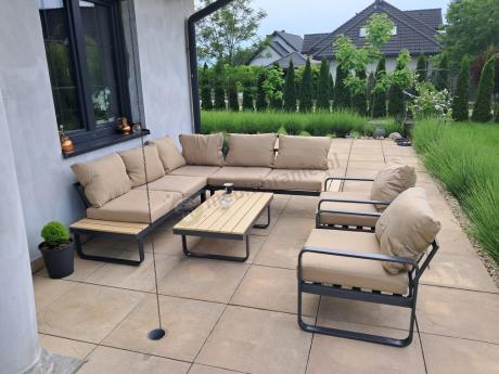 Komplet mebli na taras dla 7 osób - narożnik z fotelami - Panaon Corner WB