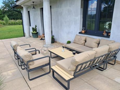 Komplet mebli na taras dla 7 osób - narożnik z fotelami - Panaon Corner WB