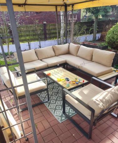 Komplet mebli na taras dla 7 osób - narożnik z fotelami - Panaon Corner WB