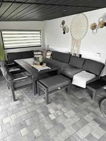 Komplet mebli na taras z narożnikiem, fotelami i pufami - Calamba Corner XXL - Antracite