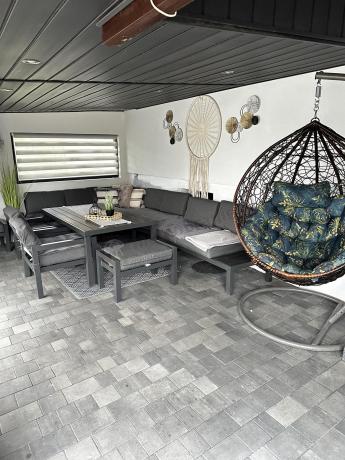 Komplet mebli na taras z narożnikiem, fotelami i pufami - Calamba Corner XXL - Antracite