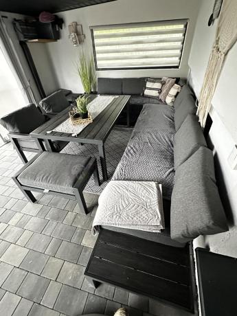 Komplet mebli na taras z narożnikiem, fotelami i pufami - Calamba Corner XXL - Antracite