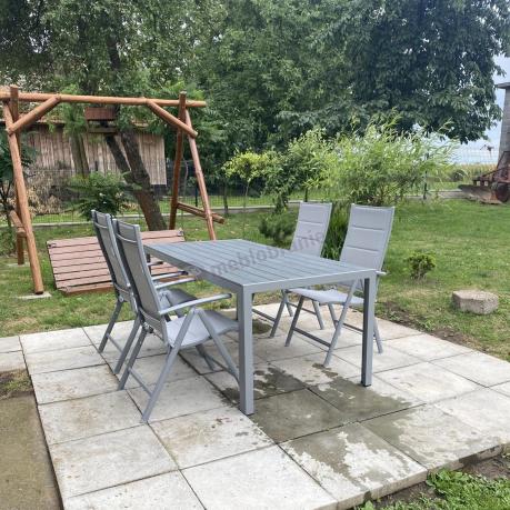 Komplet mebli obiadowych do ogrodu - stół i 8 regulowanych foteli - Kanbery Silver 8+1