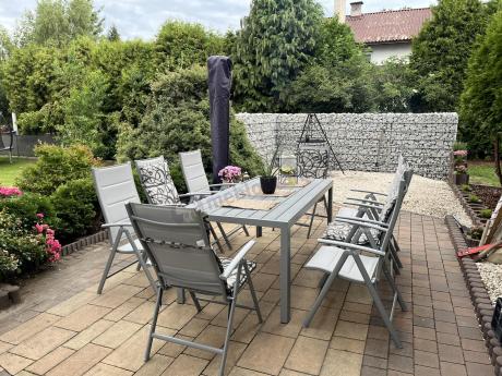 Komplet mebli obiadowych do ogrodu - stół i 8 regulowanych foteli - Kanbery Silver 8+1