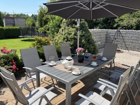 Komplet mebli obiadowych do ogrodu - stół i 8 regulowanych foteli - Kanbery Silver 8+1