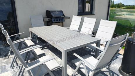 Komplet mebli obiadowych do ogrodu - stół i 8 regulowanych foteli - Kanbery Silver 8+1