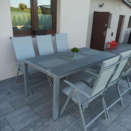 Komplet mebli obiadowych do ogrodu - stół i 8 regulowanych foteli - Kanbery Silver 8+1