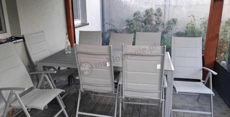 Komplet mebli obiadowych do ogrodu - stół i 8 regulowanych foteli - Kanbery Silver 8+1