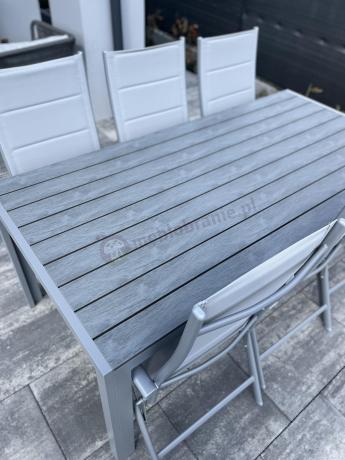 Komplet mebli obiadowych do ogrodu - stół i 8 regulowanych foteli - Kanbery Silver 8+1