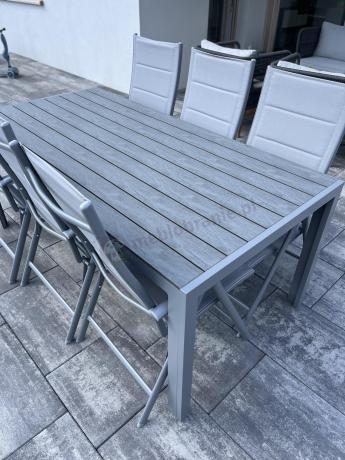 Komplet mebli obiadowych do ogrodu - stół i 8 regulowanych foteli - Kanbery Silver 8+1