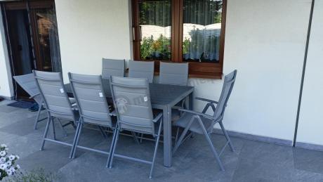 Komplet mebli obiadowych do ogrodu - stół i 8 regulowanych foteli - Kanbery Silver 8+1