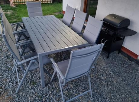 Komplet mebli obiadowych do ogrodu - stół i 8 regulowanych foteli - Kanbery Silver 8+1