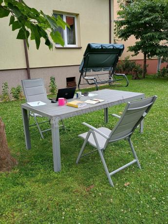 Komplet mebli obiadowych do ogrodu - stół i 8 regulowanych foteli - Kanbery Silver 8+1