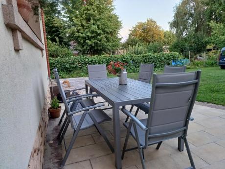 Komplet mebli obiadowych do ogrodu - stół i 8 regulowanych foteli - Kanbery Silver 8+1